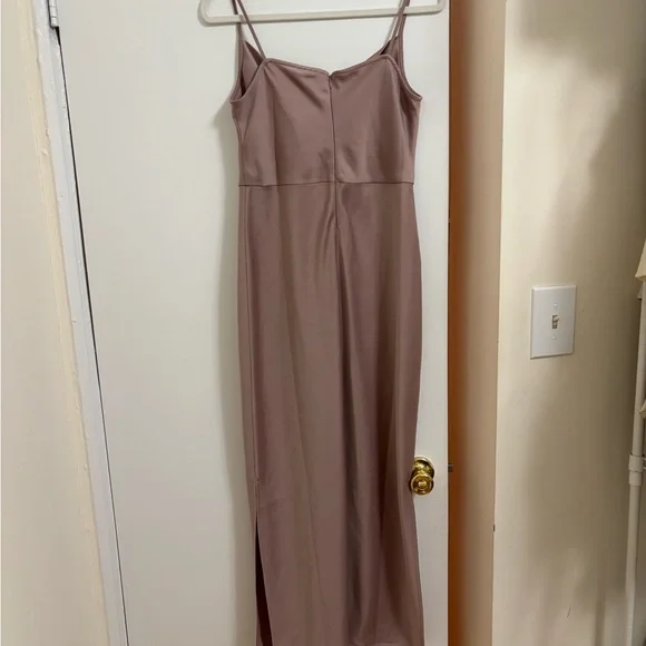 BHLDN Cali Satin Cowl-Neck Midi Slip Dress in Lilac Smoke - Picture 4 of 6